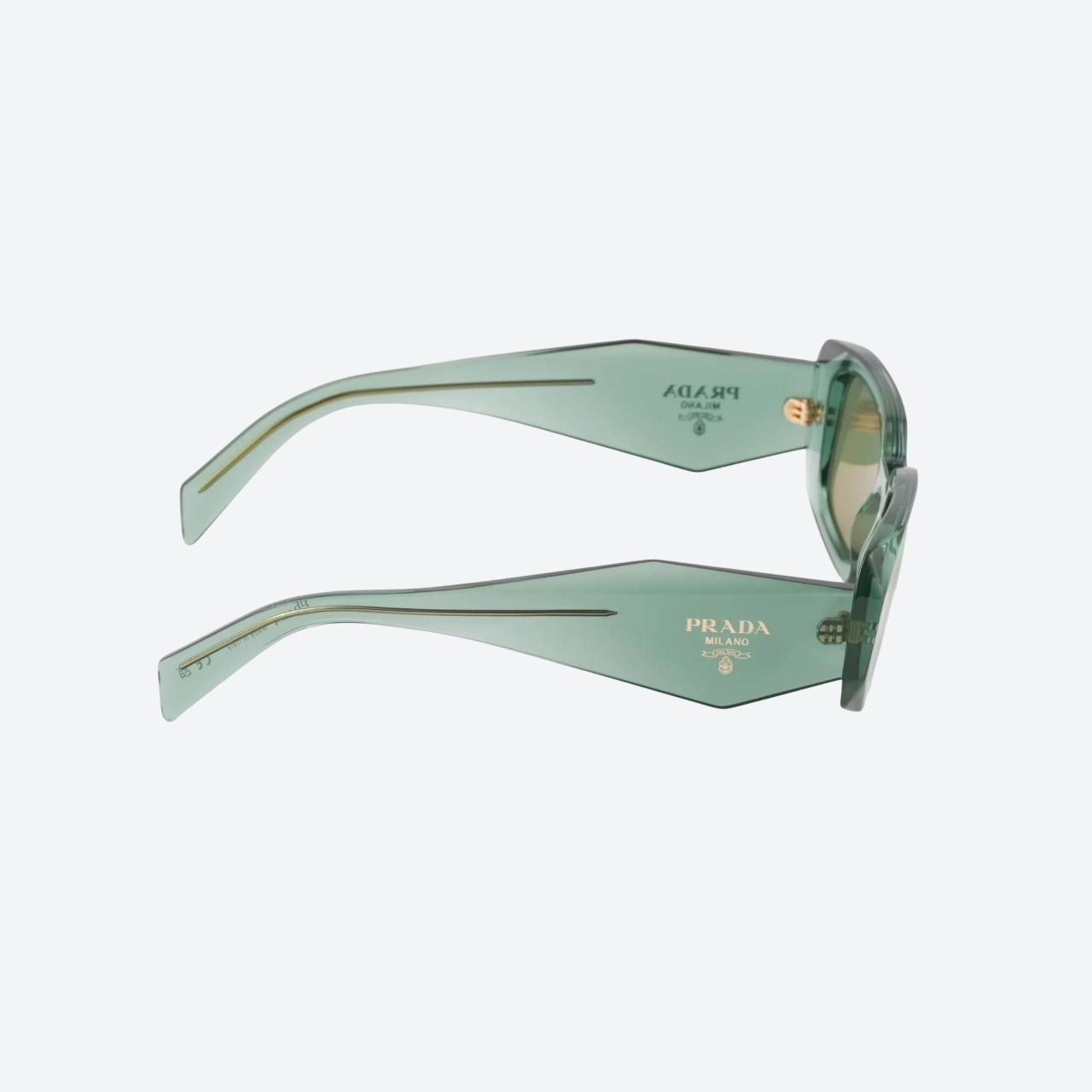 Close-up of Prada acetate hinge and temple