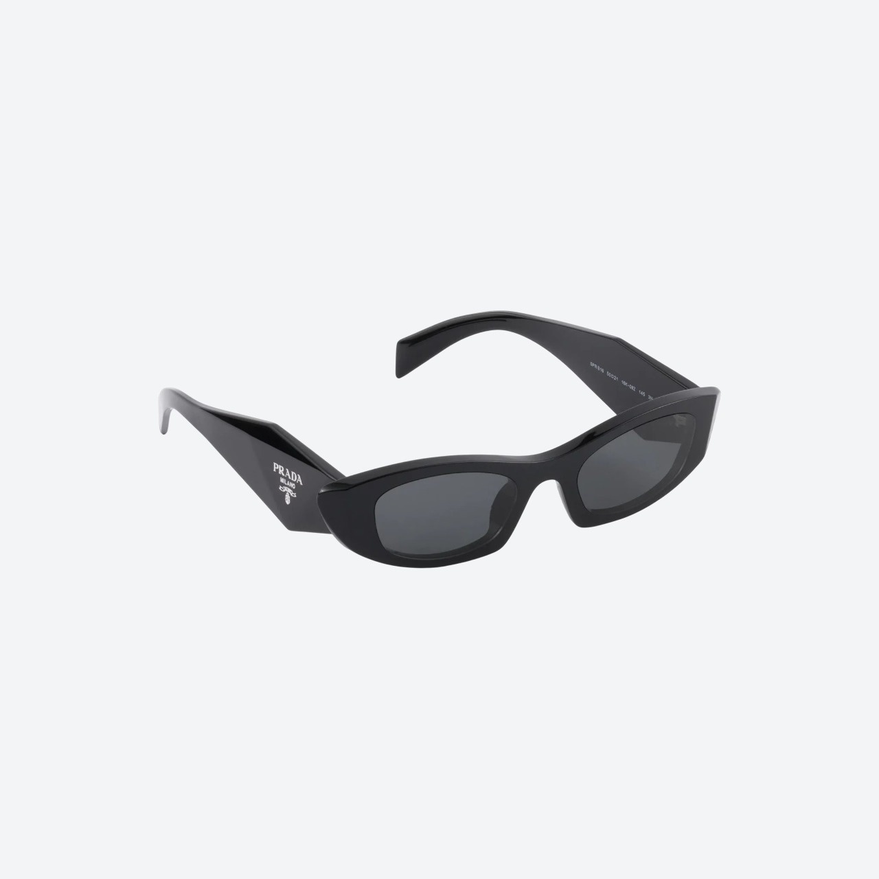 Prada Symbole Black Wraparound sunglasses with grey lenses - front view